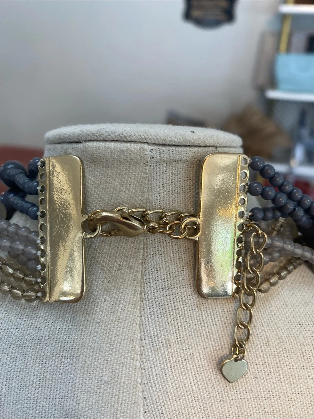 Multi-Strand Gray and Taupe Beaded Necklace - Women Jewelry
